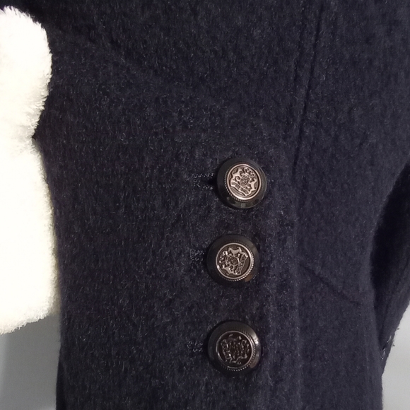 Guess Los Angeles Dark Blue Wool Asymmetrical Women's Blend Coat/Jacket S/Petite - Picture 7 of 17